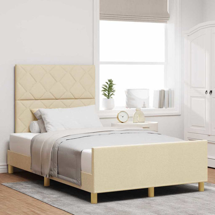 Cadru de pat cu headboard Crem 120 x 200 cm țesătură - WALTI WALTI