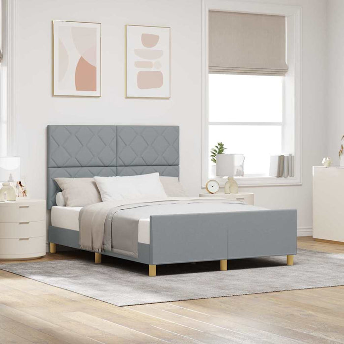 Cadru de pat cu headboard Gri deschis 140 x 190 cm țesătură - WALTI WALTI