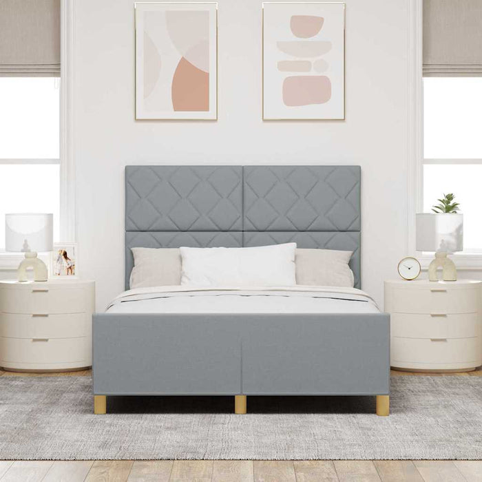 Cadru de pat cu headboard Gri deschis 140 x 190 cm țesătură - WALTI WALTI