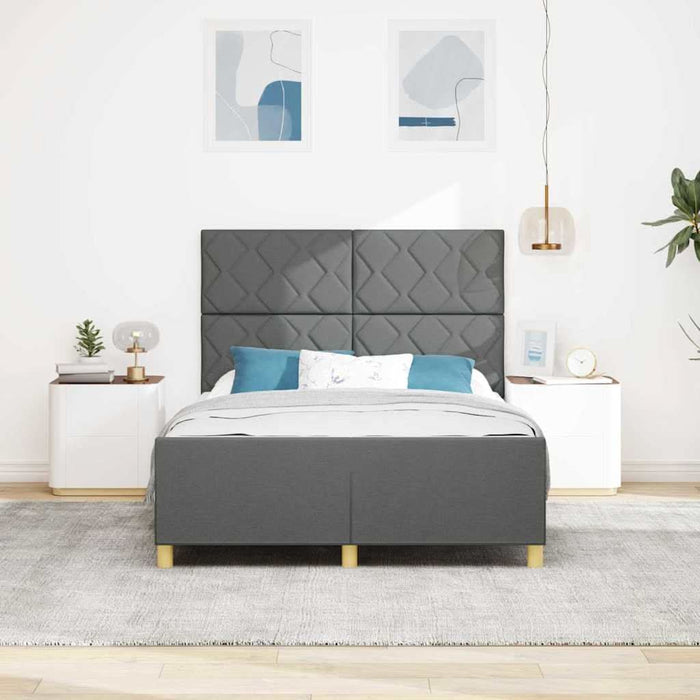 Cadru de pat cu headboard Gri închis 140 x 190 cm țesătură WALTI