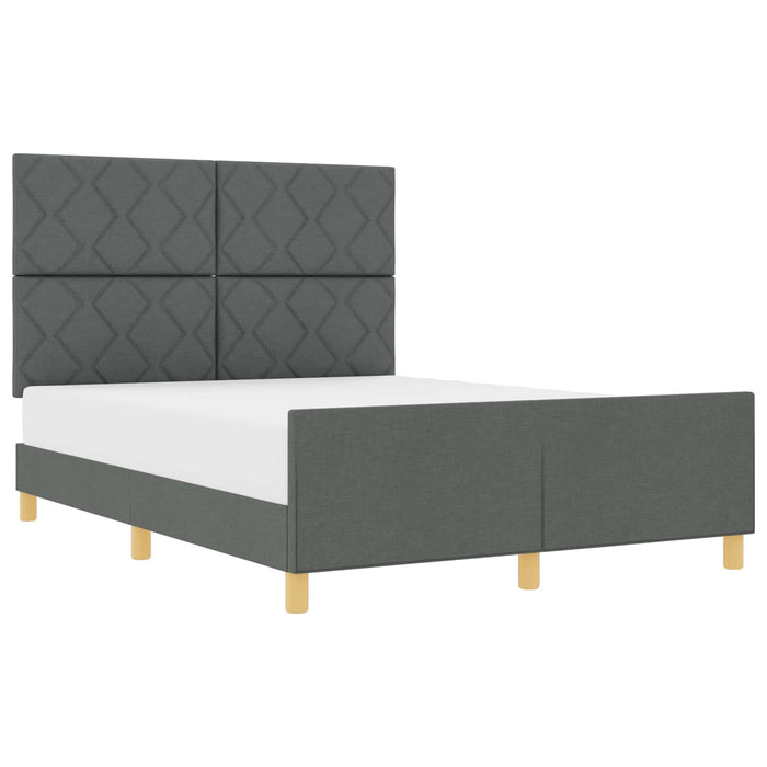 Cadru de pat cu headboard Gri închis 140 x 190 cm țesătură WALTI