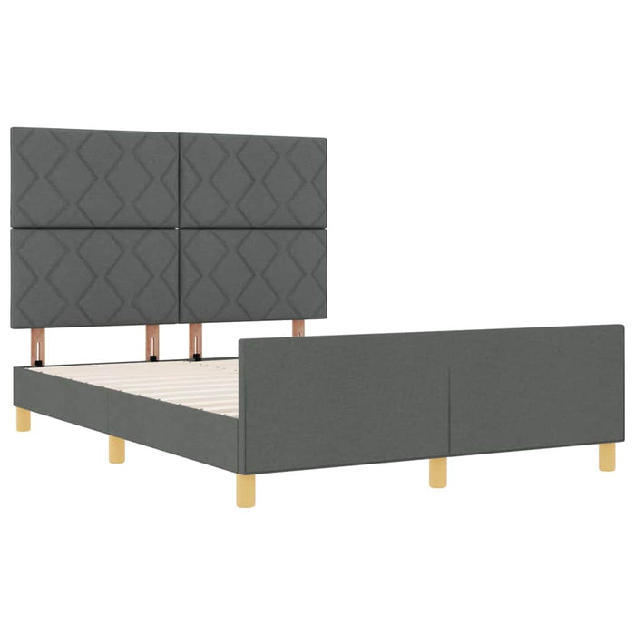Cadru de pat cu headboard Gri închis 140 x 190 cm țesătură WALTI
