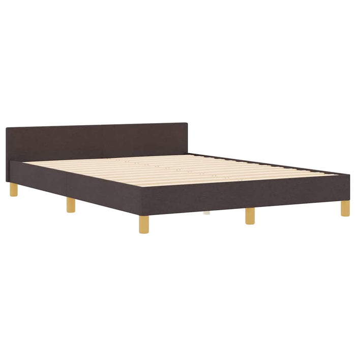 Cadru de pat cu headboard Maro închis 140 x 190 cm țesătură WALTI