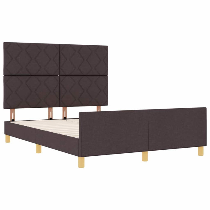 Cadru de pat cu headboard Maro închis 140 x 190 cm țesătură WALTI
