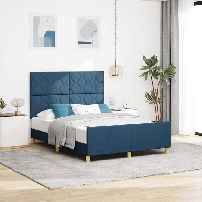 Cadru de pat cu headboard albastru 140 x 190 cm țesătură WALTI