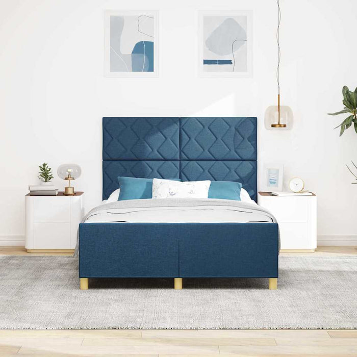 Cadru de pat cu headboard albastru 140 x 190 cm țesătură WALTI