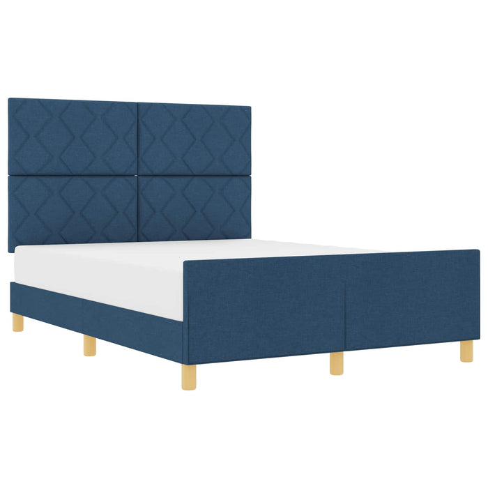 Cadru de pat cu headboard albastru 140 x 190 cm țesătură WALTI