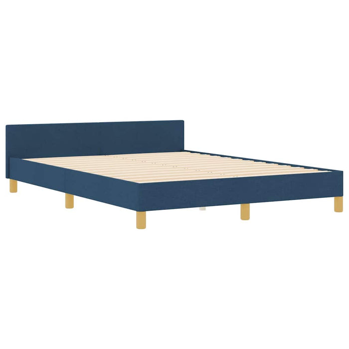 Cadru de pat cu headboard albastru 140 x 190 cm țesătură WALTI