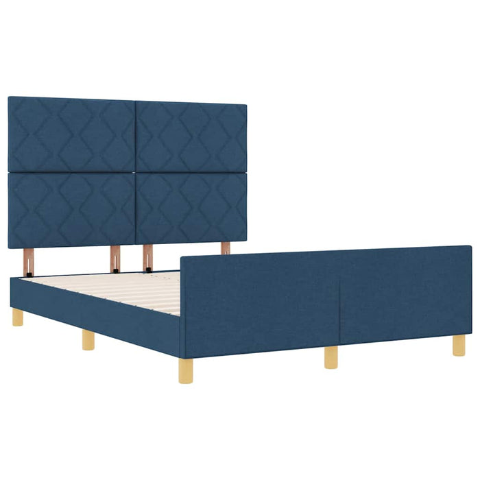 Cadru de pat cu headboard albastru 140 x 190 cm țesătură WALTI