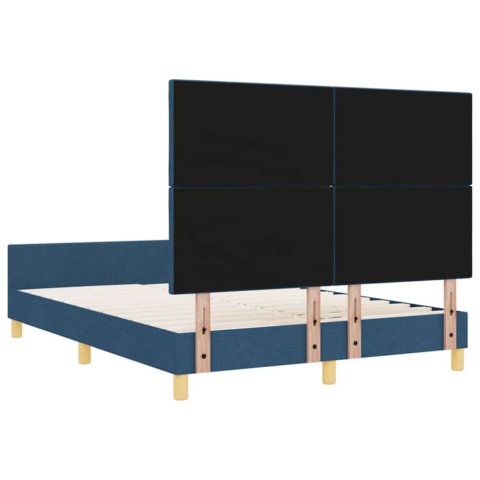 Cadru de pat cu headboard albastru 140 x 190 cm țesătură WALTI