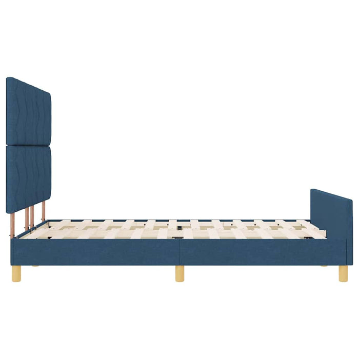 Cadru de pat cu headboard albastru 140 x 190 cm țesătură WALTI