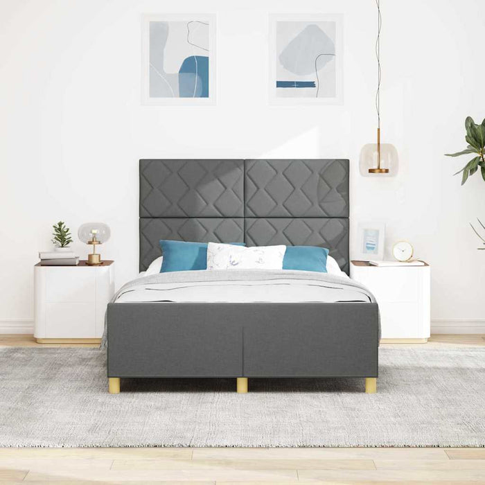 Cadru de pat cu headboard Gri închis 140 x 200 cm țesătură WALTI