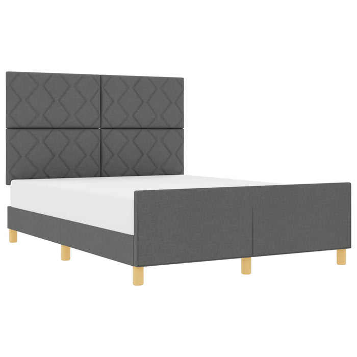 Cadru de pat cu headboard Gri închis 140 x 200 cm țesătură WALTI