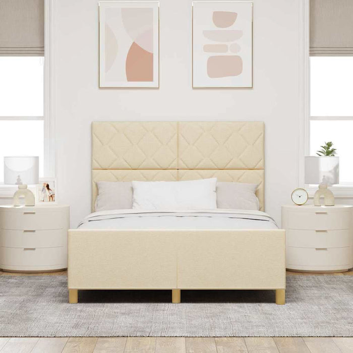 Cadru de pat cu headboard Crem 160 x 200 cm țesătură WALTI