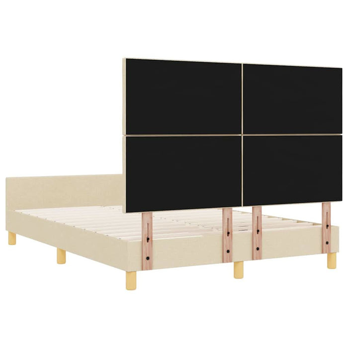 Cadru de pat cu headboard Crem 160 x 200 cm țesătură WALTI