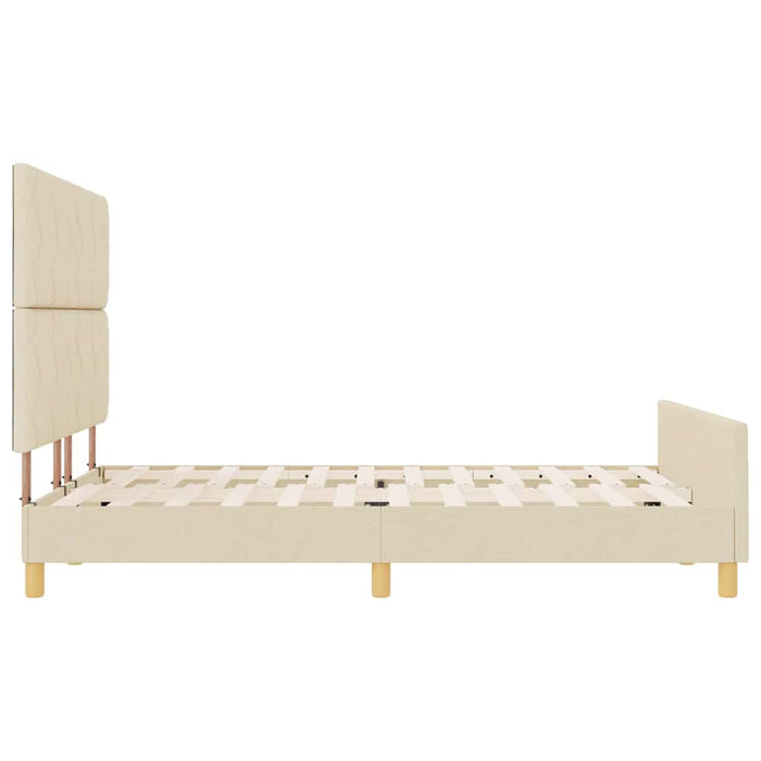 Cadru de pat cu headboard Crem 160 x 200 cm țesătură WALTI