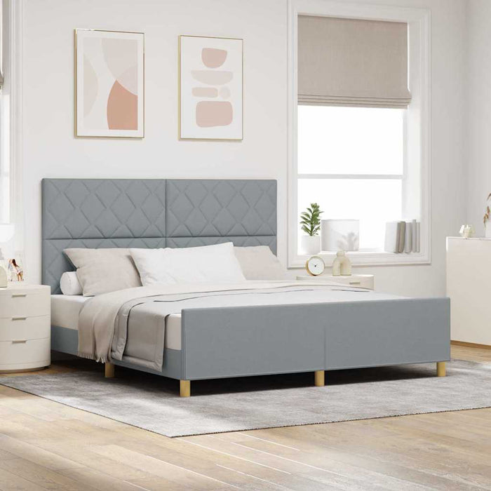 Cadru de pat cu headboard Gri deschis 180 x 200 cm țesătură WALTI