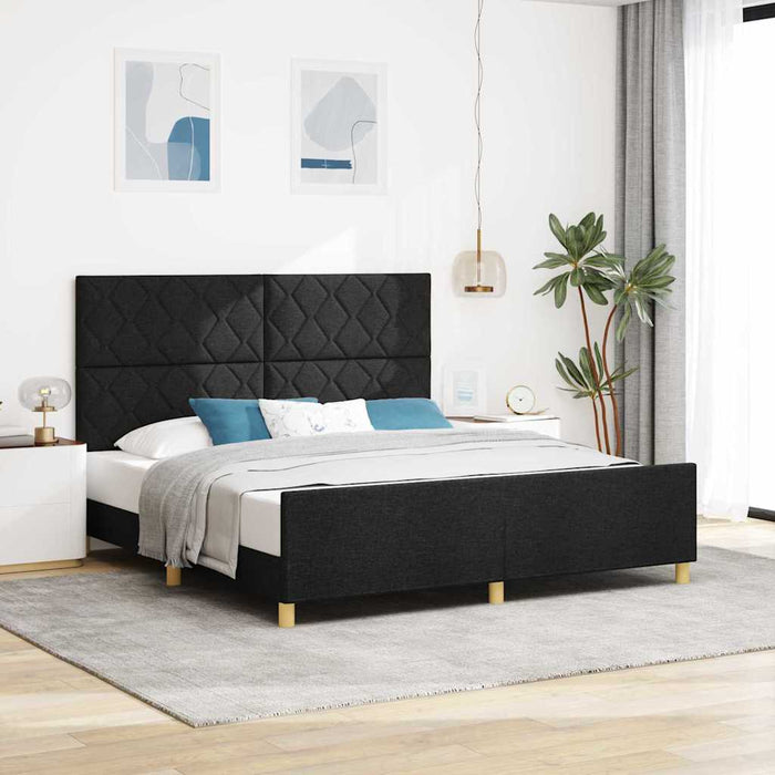 Cadru de pat cu headboard Negru 180 x 200 cm țesătură WALTI