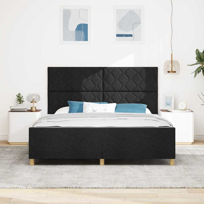 Cadru de pat cu headboard Negru 180 x 200 cm țesătură WALTI