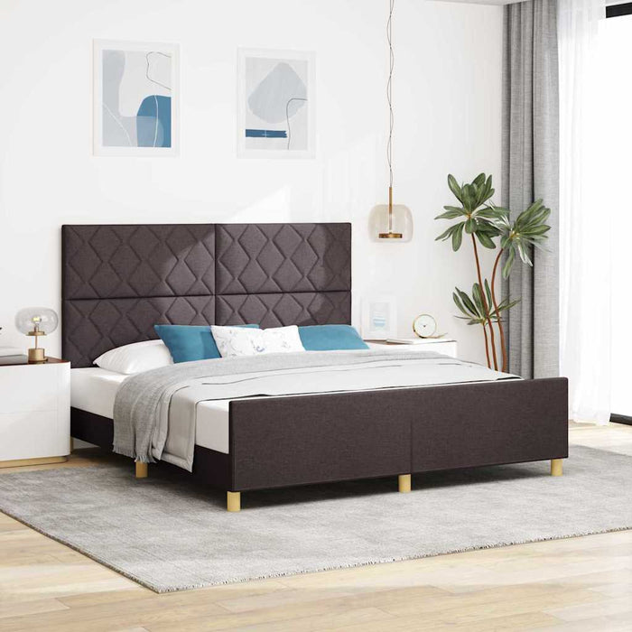 Cadru de pat cu headboard Maro închis 180 x 200 cm țesătură - WALTI WALTI