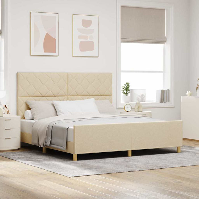 Cadru de pat cu headboard Crem 180 x 200 cm țesătură - WALTI WALTI