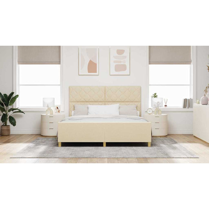 Cadru de pat cu headboard Crem 180 x 200 cm țesătură - WALTI WALTI