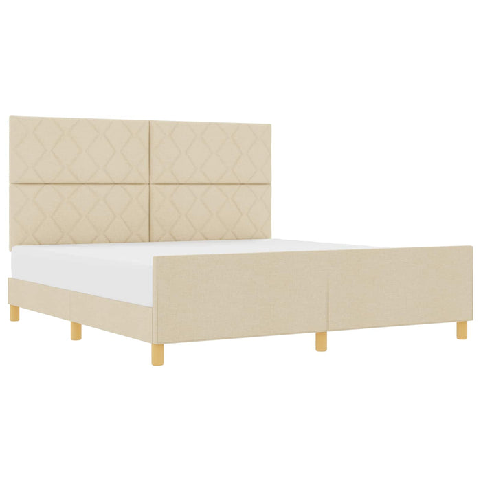 Cadru de pat cu headboard Crem 180 x 200 cm țesătură - WALTI WALTI