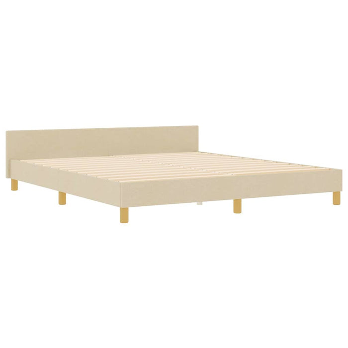 Cadru de pat cu headboard Crem 180 x 200 cm țesătură - WALTI WALTI