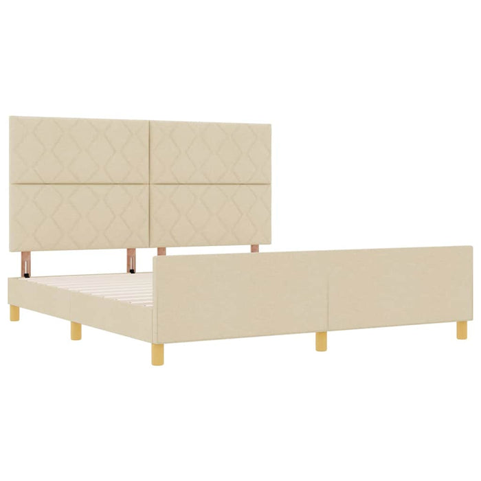 Cadru de pat cu headboard Crem 180 x 200 cm țesătură - WALTI WALTI