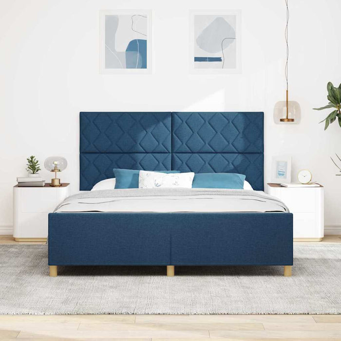 Cadru de pat cu headboard albastru 180 x 200 cm țesătură - WALTI WALTI
