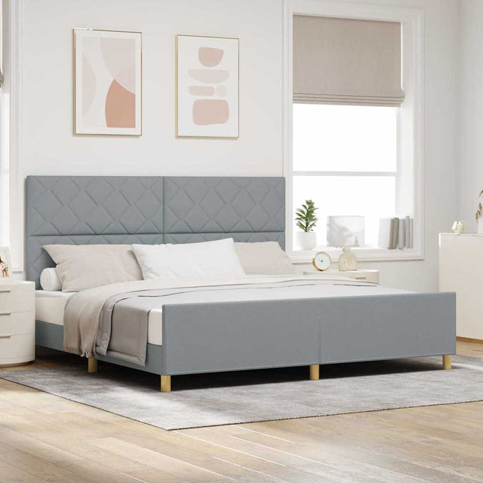 Cadru de pat cu headboard Gri deschis 200 x 200 cm țesătură - WALTI WALTI