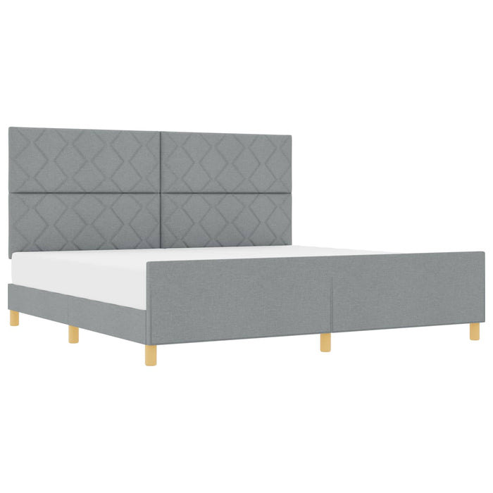 Cadru de pat cu headboard Gri deschis 200 x 200 cm țesătură - WALTI WALTI