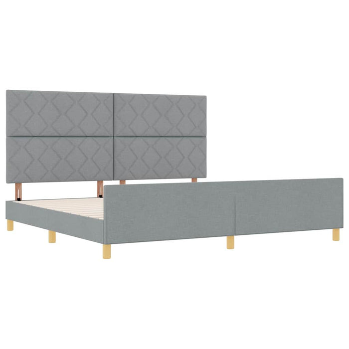 Cadru de pat cu headboard Gri deschis 200 x 200 cm țesătură - WALTI WALTI