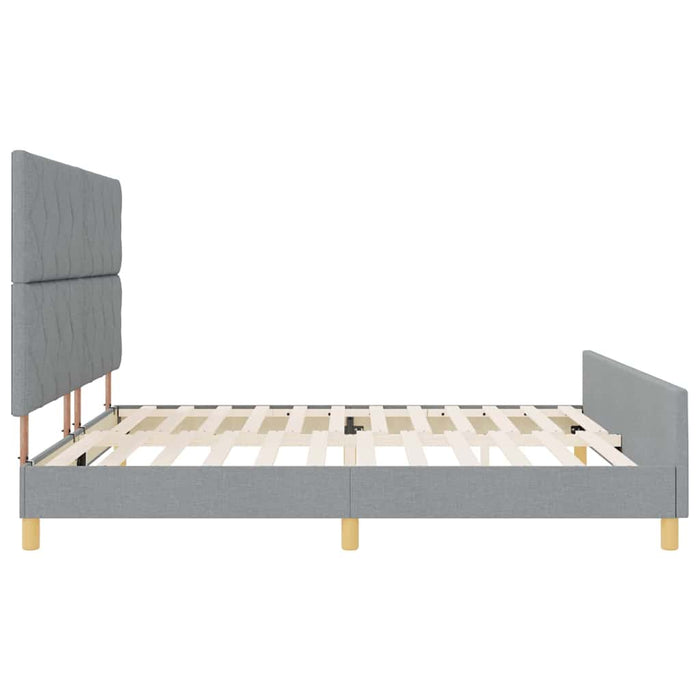 Cadru de pat cu headboard Gri deschis 200 x 200 cm țesătură - WALTI WALTI