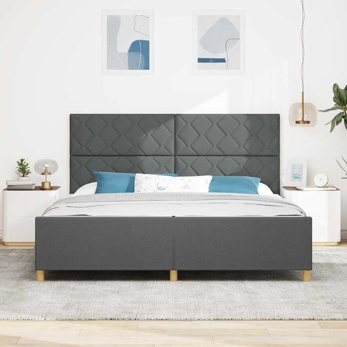 Cadru de pat cu headboard Gri închis 200 x 200 cm țesătură WALTI