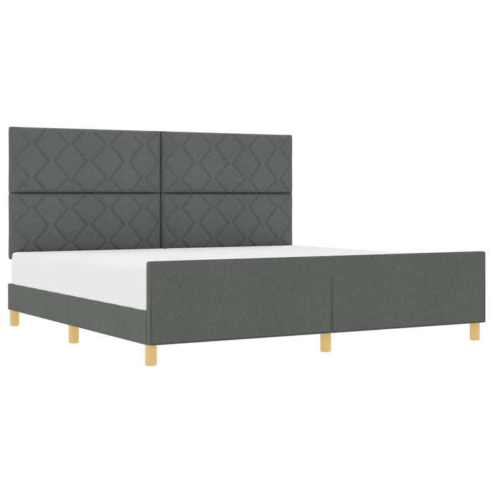 Cadru de pat cu headboard Gri închis 200 x 200 cm țesătură WALTI