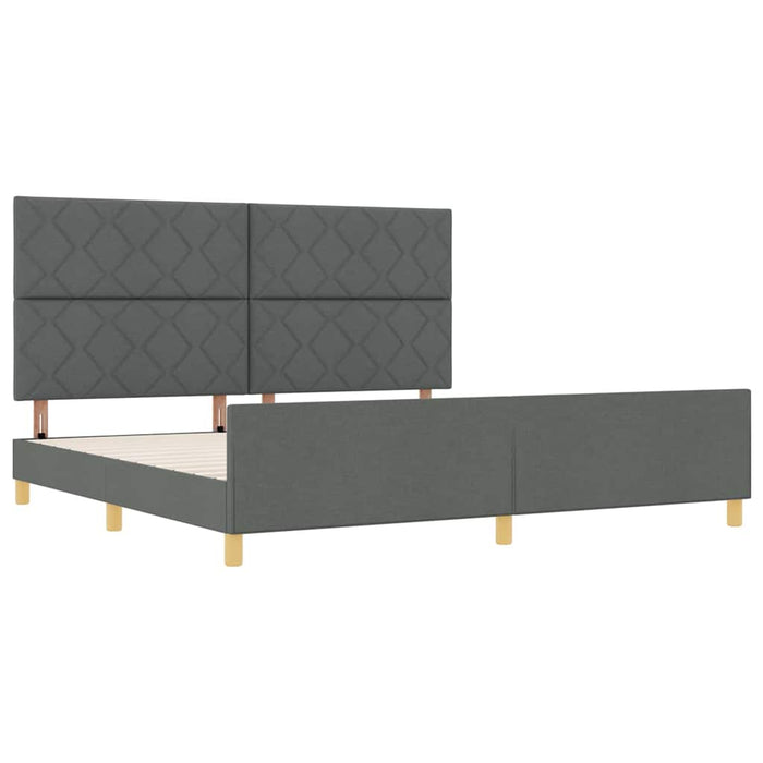 Cadru de pat cu headboard Gri închis 200 x 200 cm țesătură WALTI