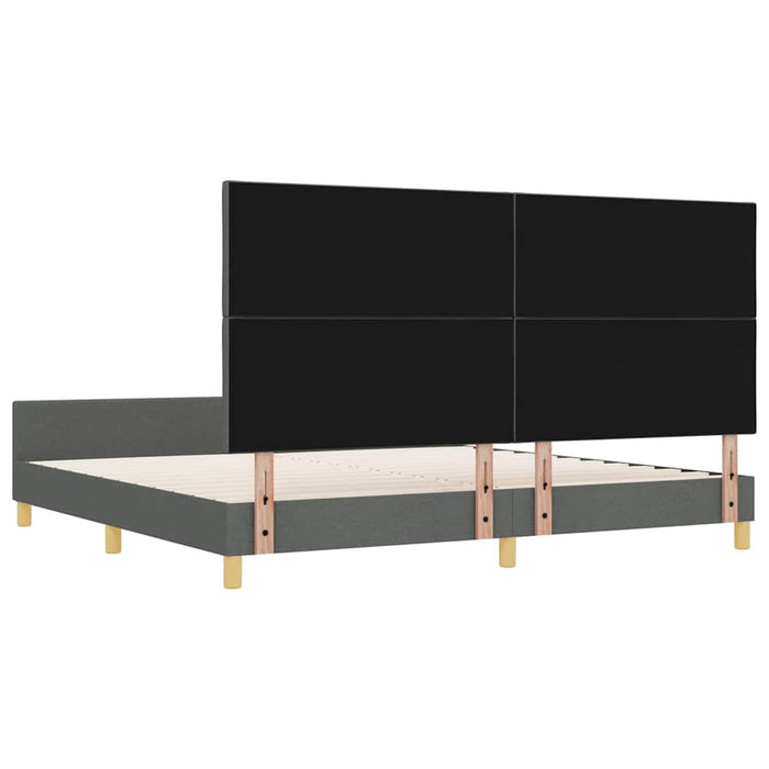 Cadru de pat cu headboard Gri închis 200 x 200 cm țesătură WALTI