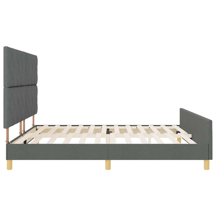 Cadru de pat cu headboard Gri închis 200 x 200 cm țesătură WALTI