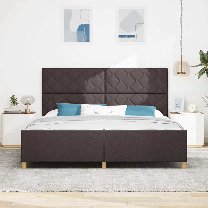 Cadru de pat cu headboard Maro închis 200 x 200 cm țesătură - WALTI WALTI