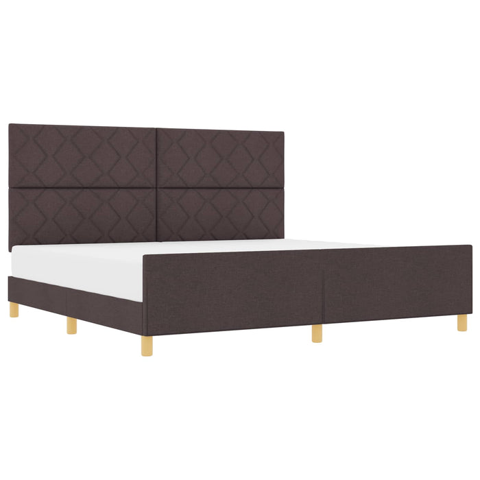 Cadru de pat cu headboard Maro închis 200 x 200 cm țesătură - WALTI WALTI