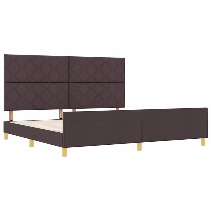 Cadru de pat cu headboard Maro închis 200 x 200 cm țesătură - WALTI WALTI