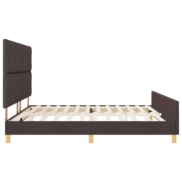 Cadru de pat cu headboard Maro închis 200 x 200 cm țesătură - WALTI WALTI