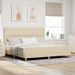 Cadru de pat cu headboard Crem 200 x 200 cm țesătură - WALTI WALTI