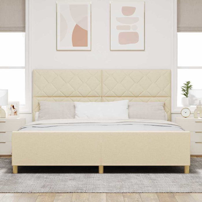 Cadru de pat cu headboard Crem 200 x 200 cm țesătură - WALTI WALTI