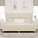 Cadru de pat cu headboard Crem 200 x 200 cm țesătură - WALTI WALTI