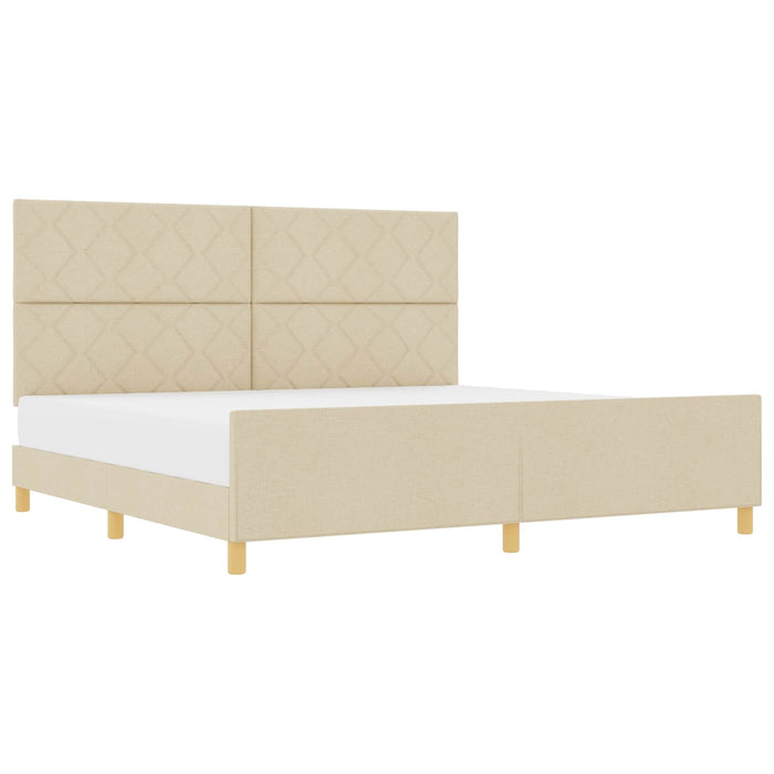 Cadru de pat cu headboard Crem 200 x 200 cm țesătură - WALTI WALTI