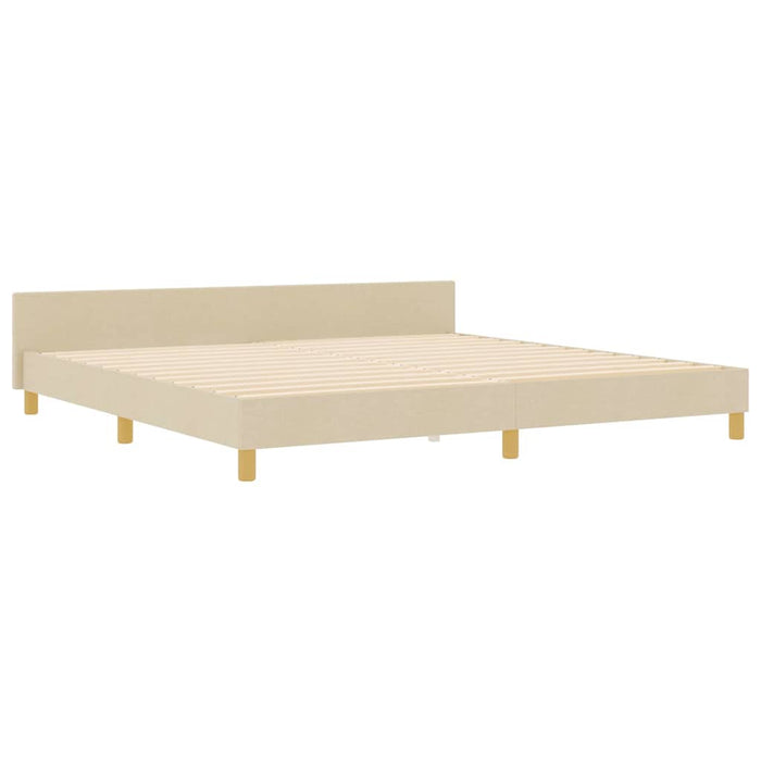 Cadru de pat cu headboard Crem 200 x 200 cm țesătură - WALTI WALTI