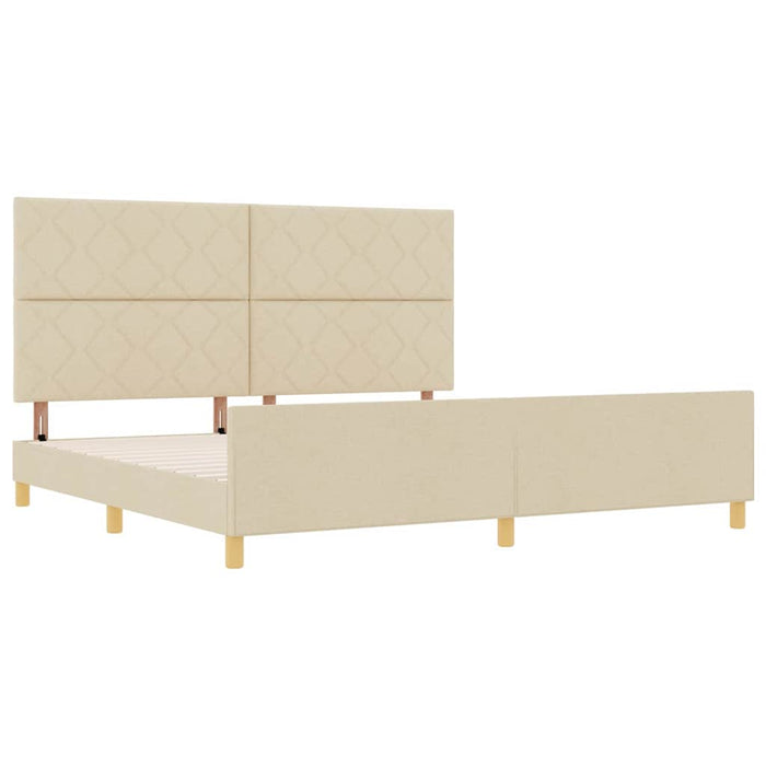 Cadru de pat cu headboard Crem 200 x 200 cm țesătură - WALTI WALTI
