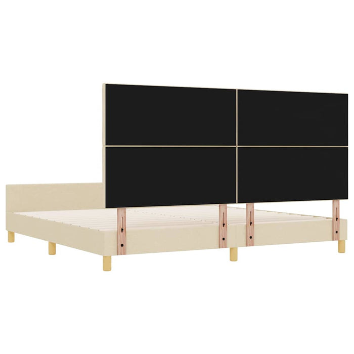 Cadru de pat cu headboard Crem 200 x 200 cm țesătură - WALTI WALTI